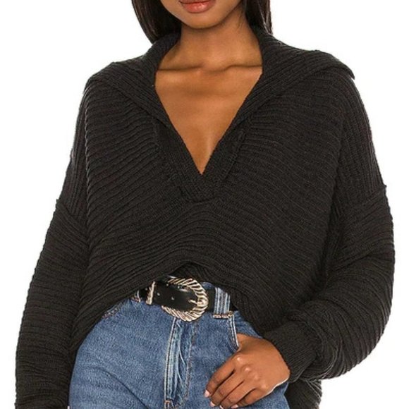 Free People Sweaters - Free People Marlie Ribbed Deep V Neck Pullover Sweater Size XS